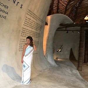 White long dress w/ Stripes PETITE